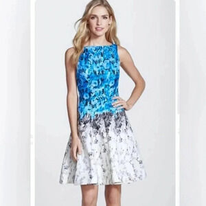 J. Taylor Floral Print Ombré Fit and Flare Dress